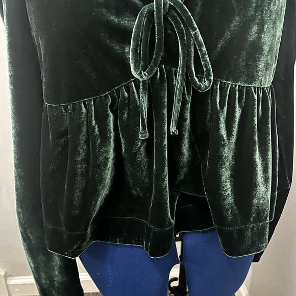 Maeve Deep Green Velvet Blouse - Picture 5 of 6